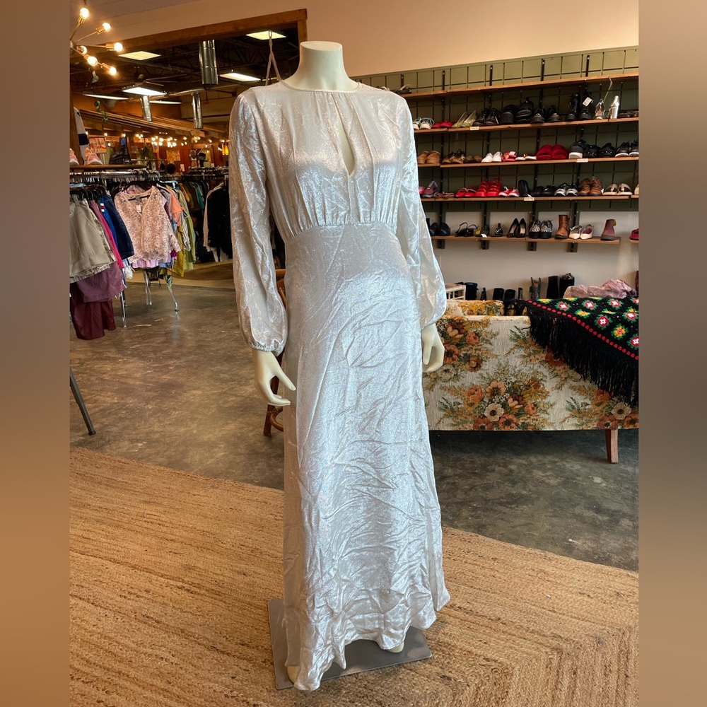 NWT CYNTHIA ROWLEY Silver Lake Gown in Silver Maxi Dress